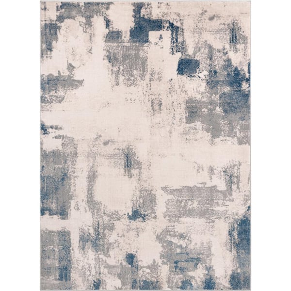 Well Woven Barclay Kalia Modern Abstract Grey Blue 7 ft. 10 in. x 9 ft