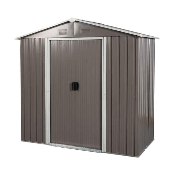Unbranded 8 ft. W x 4 ft. D Metal Outdoor Storage Shed with Metal Floor Base, Window Perfect for the Backyard Covers 32 sq. ft.