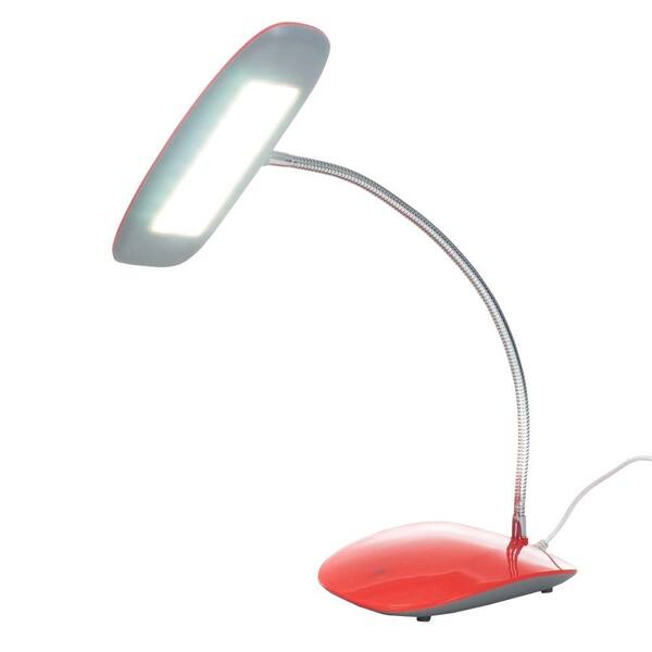 Northwest 12.5 in. Red Desk Lamp with Touch Activated 18 LED USB