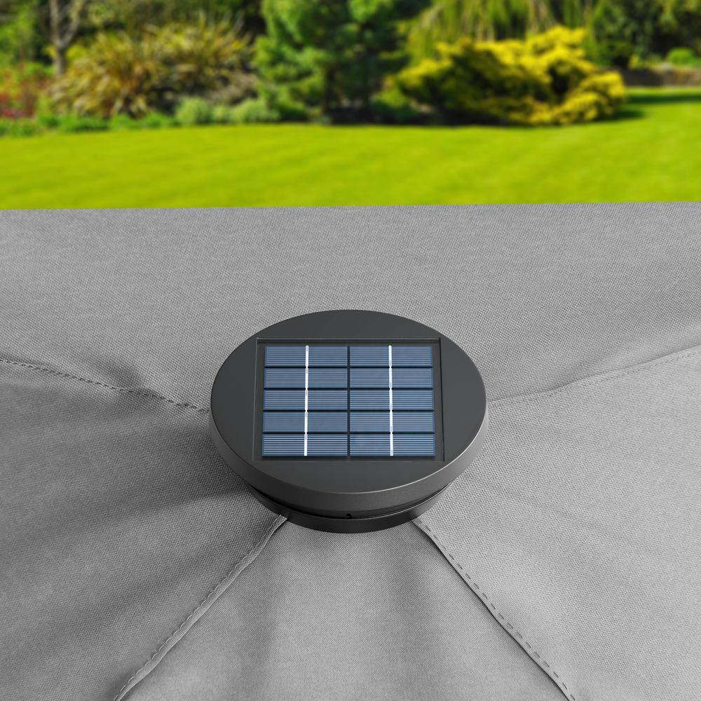 Gray 11x11 Steel Frame Pop-Up Gazebo with Solar LED Lights
