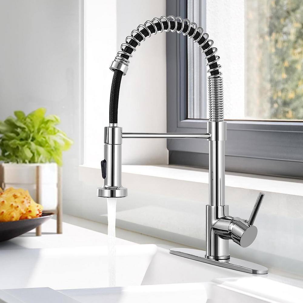 Polished Chrome Stainless Steel Pull Down Kitchen Faucet with Spray