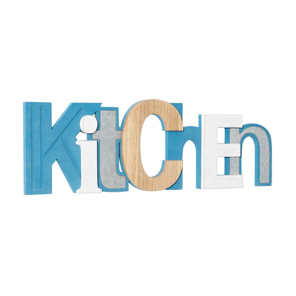 Multi-Colored Wood and Metal Coastal Kitchen Wall Sign