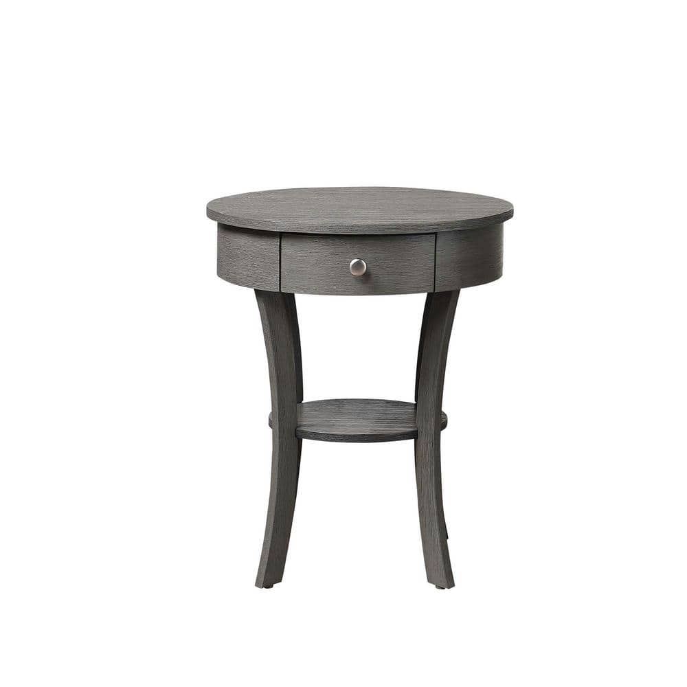 Elegant Round 20'' Wood & Metal End Table with Storage