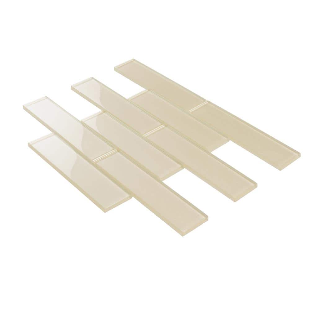 White 2x8 Glass Subway Mosaic Tile