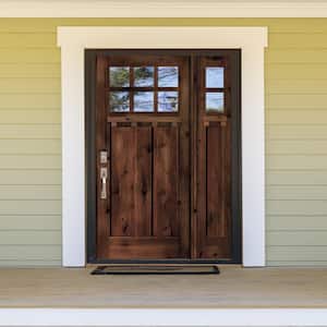 46 in. x 80 in. Craftsman Alder 2-Panel Right-Hand/Inswing 6-Lite Clear Glass Red Mahogany Stain Wood Prehung Front Door