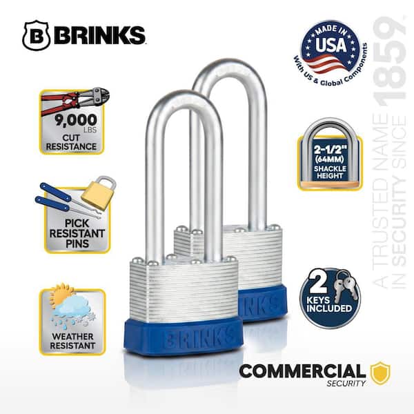 1-3/4 in. (44mm) Laminated Steel Keyed Padlock, 2-1/2 in. Shackle (2-Pack)