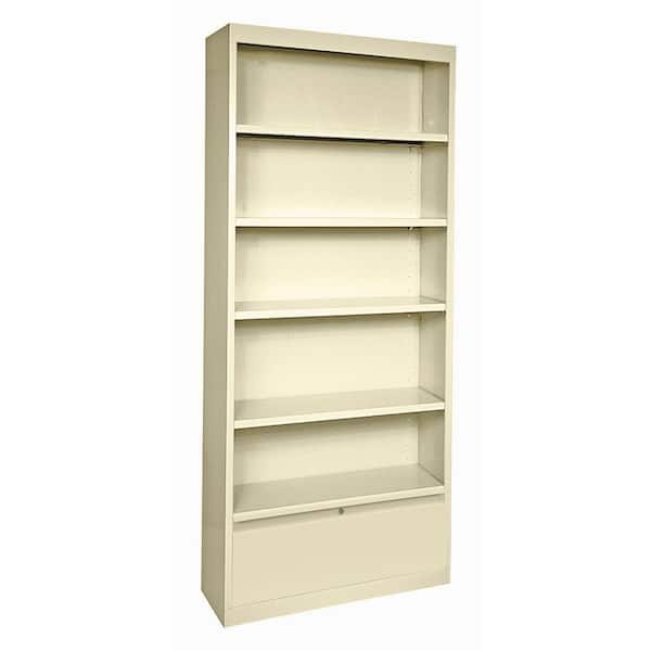 Sandusky 78 in. Putty Metal 5-shelf Standard Bookcase with Adjustable Shelves