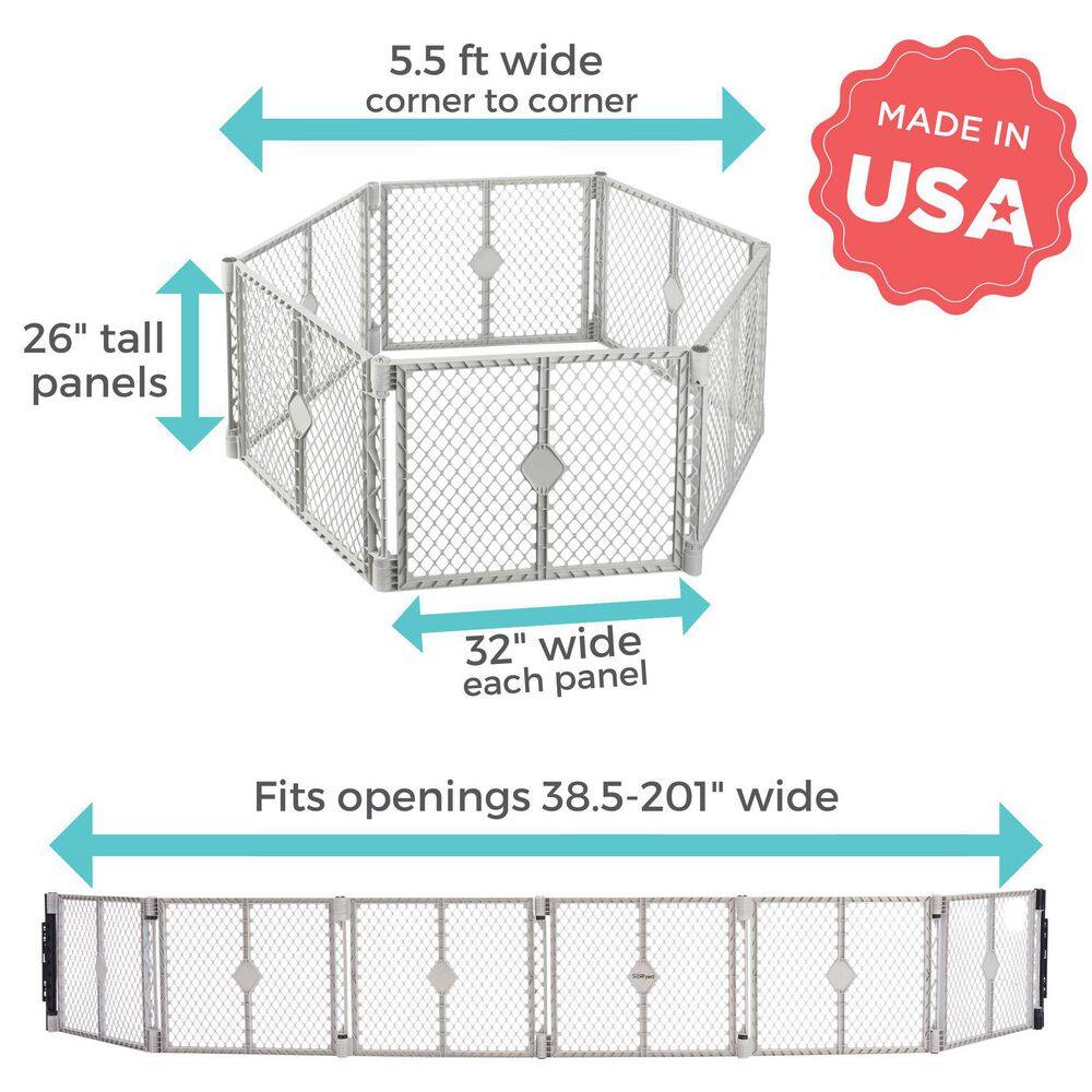 26 in. Superyard 6-Panel Play Yard and Barrier with Wall Mounts