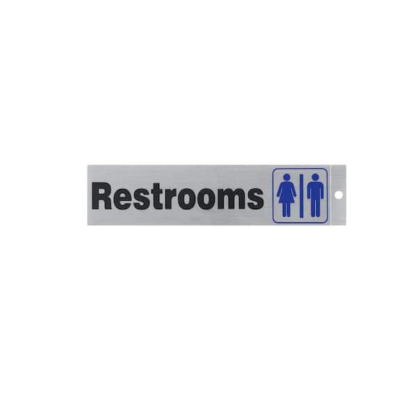2 in. x 8 in. Plastic Restrooms Sign