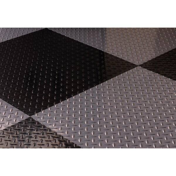 G Floor Raceday Diamond Tread Midnight, Raceday Self Stick Vinyl Garage Floor Tiles