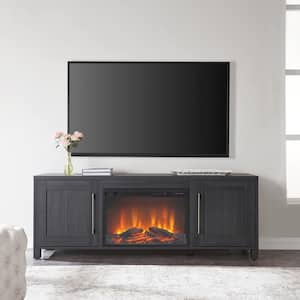 Chabot 58 in. Freestanding TV Stand with Electric Log Fireplace Fits TV's up to 75 in. Charcoal Gray