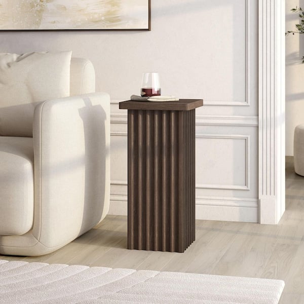 Bourne 10.75 in. Brown Oak Square MDF Top End Table
