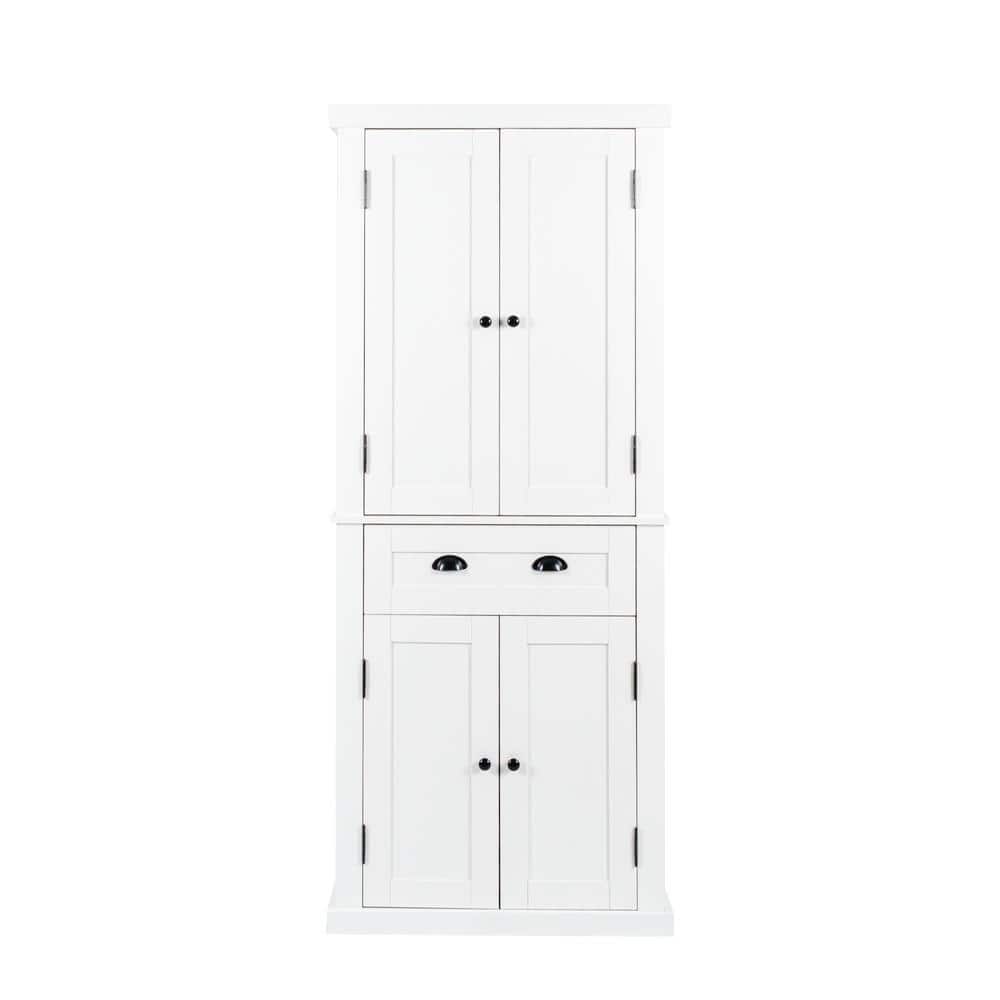 White Shaker Style Freestanding Kitchen Pantry Organizer with Adjustable Shelves