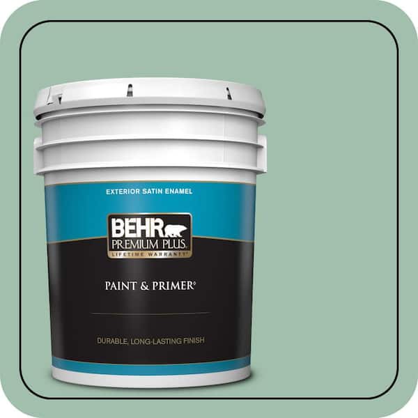 BEHR PREMIUM PLUS 5 gal. #MQ6-13 Spring Reflection Satin Enamel Exterior Paint & Primer