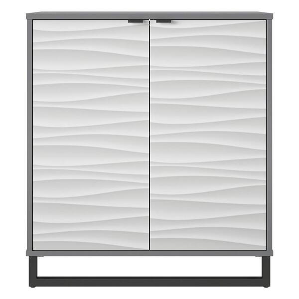 Ameriwood Home Fulton 2-Door Accent Cabinet, Faux Wave Pattern with ...