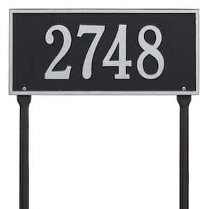 Hartford Rectangular Black/Silver Standard Lawn 1-Line Address Plaque