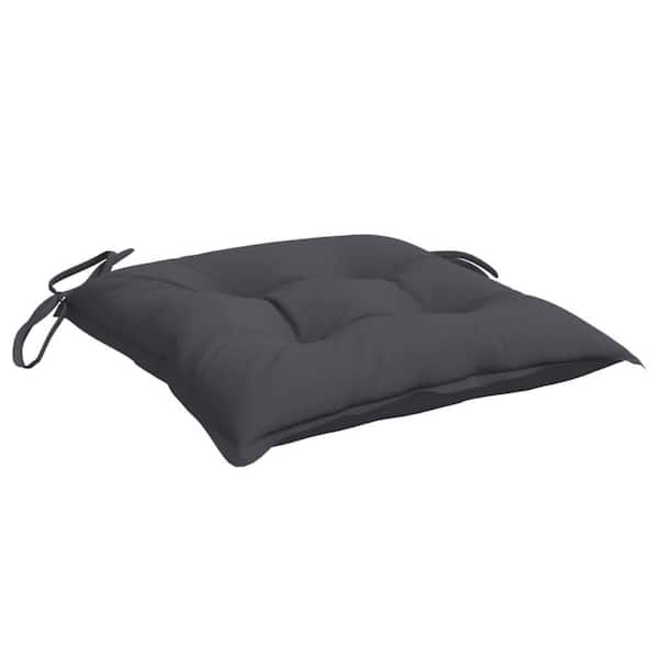 Benjara 15.7 in. x 15.7 in. Gray Rectangular Outdoor Cushion for Chair with Tufted Oxford Fabric (Set of 4)
