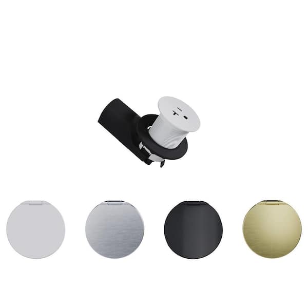 Pass & Seymour Kitchen Countertop Outlet & Metal Wall Plate Lid Combo (Matte White, Brushed Stainless, Black, Bronze)