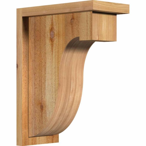 Ekena Millwork 6 in. x 12 in. x 16 in. Western Red Cedar Del Monte Rough Sawn Corbel with Backplate