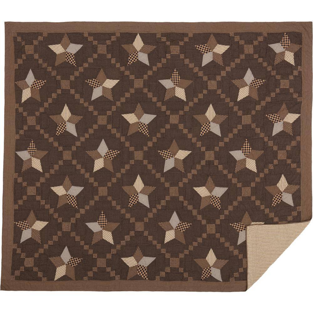 Farmhouse Star King Black Cotton Reversible Quilt Set