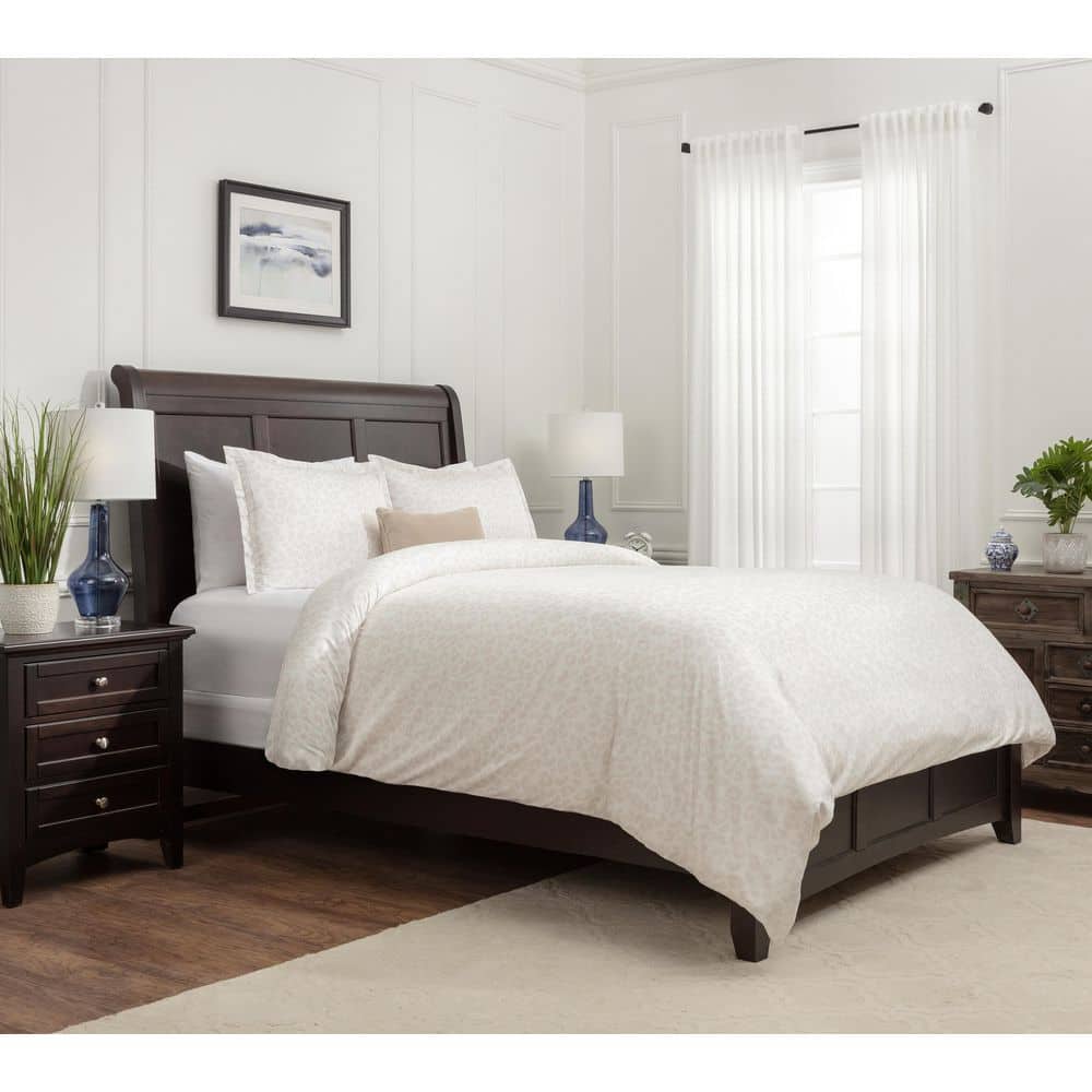 King Cream Leopard Print Rayon Polyester Duvet Cover Set