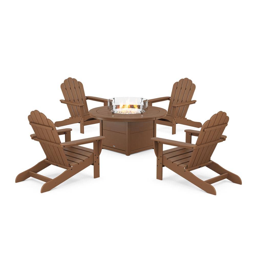 Trex Outdoor Furniture Monterey Bay Tree House 5Pieces Plastic Oversized Adirondack Patio Fire