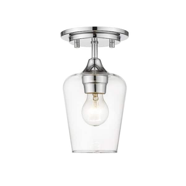 Unbranded Joliet 5.5 in. 1-Light Chrome Flush Mount Light with Glass Shade