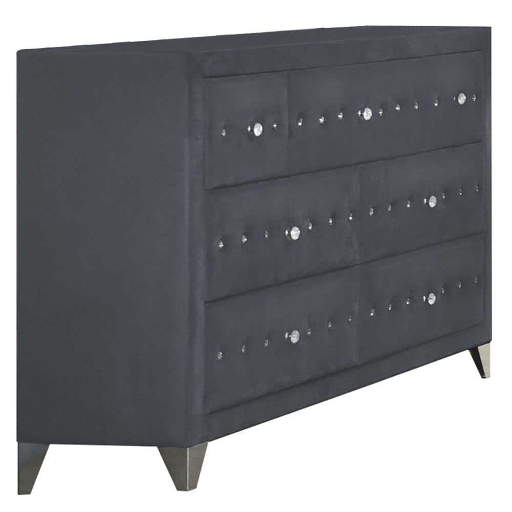 Benjara 19 in. Gray 7Drawer Wooden Dresser Without Mirror BM232974