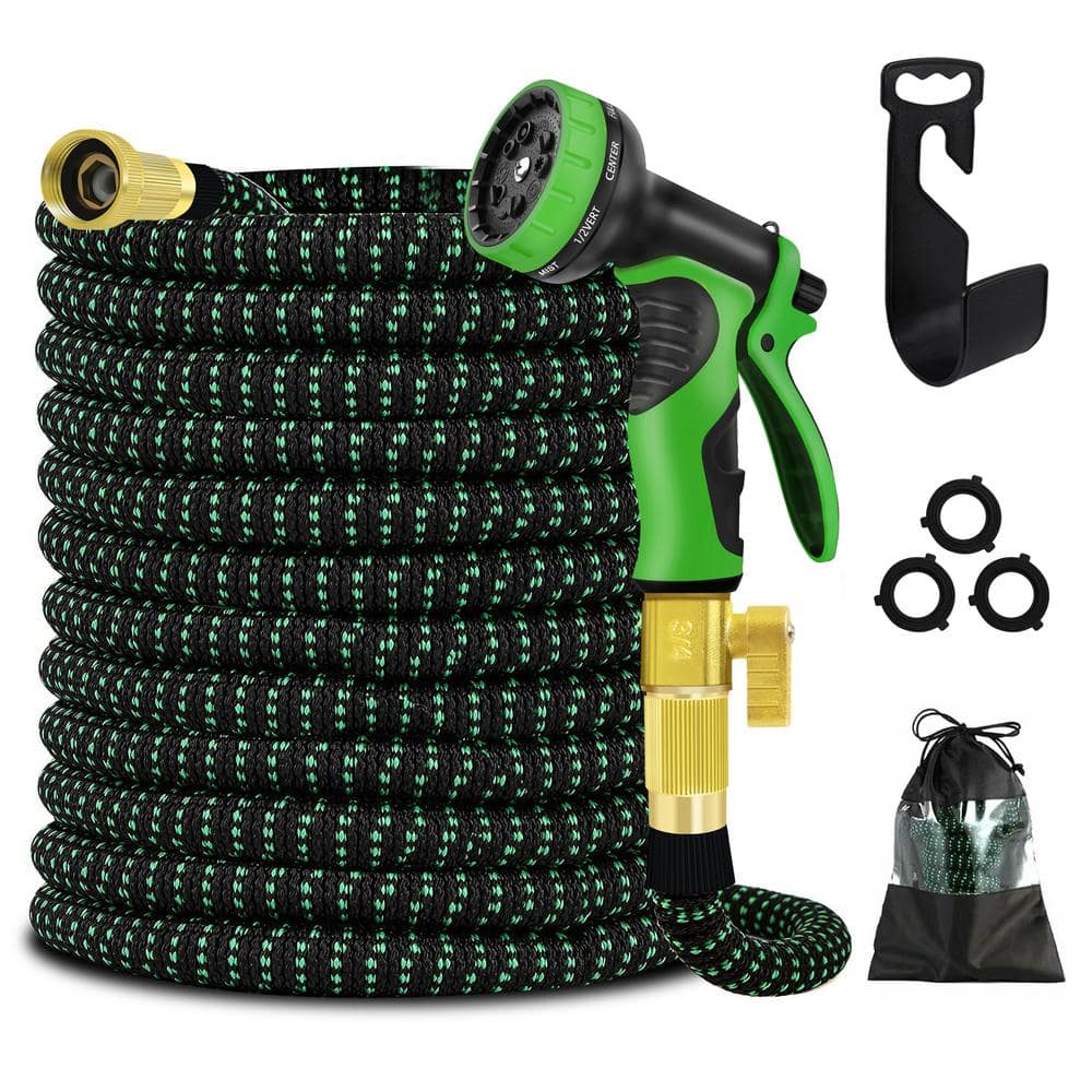 Yard Hoses 100ft Expandable Garden Hose Durable 4-Layers Latex 10 Function Spray Nozzle Flexible Water Hose with 3/4 Solid Brass Valve