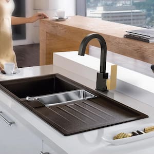 Single Handle Deck Mount Bar Faucet Deckplate Not Included in Black and Gold