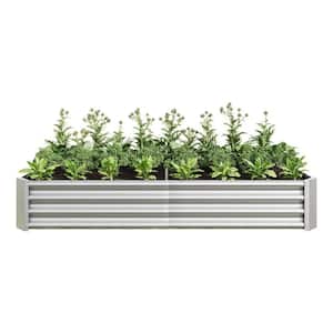 6 ft. x 3 ft. Rectangle Metal Raised Garden Bed in Silver for Planter Flowers Vegetables Herb Plants