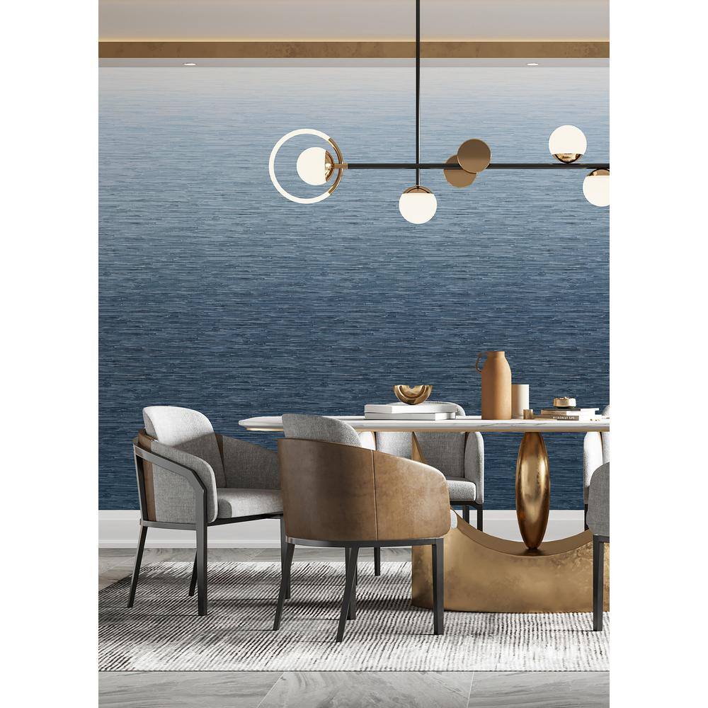 Blue Grasscloth Textured Ombre Wall Mural, 2-Piece Set