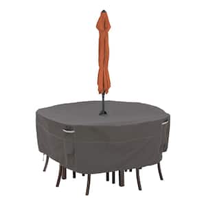 Ravenna 60 in. Dia x 23 in. H Round Patio Table and Chair Set Cover with Umbrella Hole