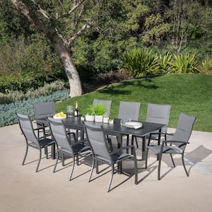 Turner 9-Piece Aluminum Outdoor Dining Set with 8-Padded-Sling Dining Chairs and 40 in. x 94 in. Table