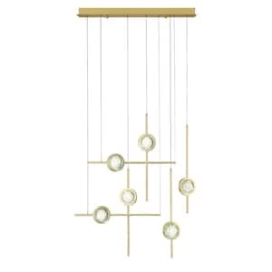 Barletta 36-Watt 6- Light Integrated LED Gold Chandelier with Clear Glass Shade