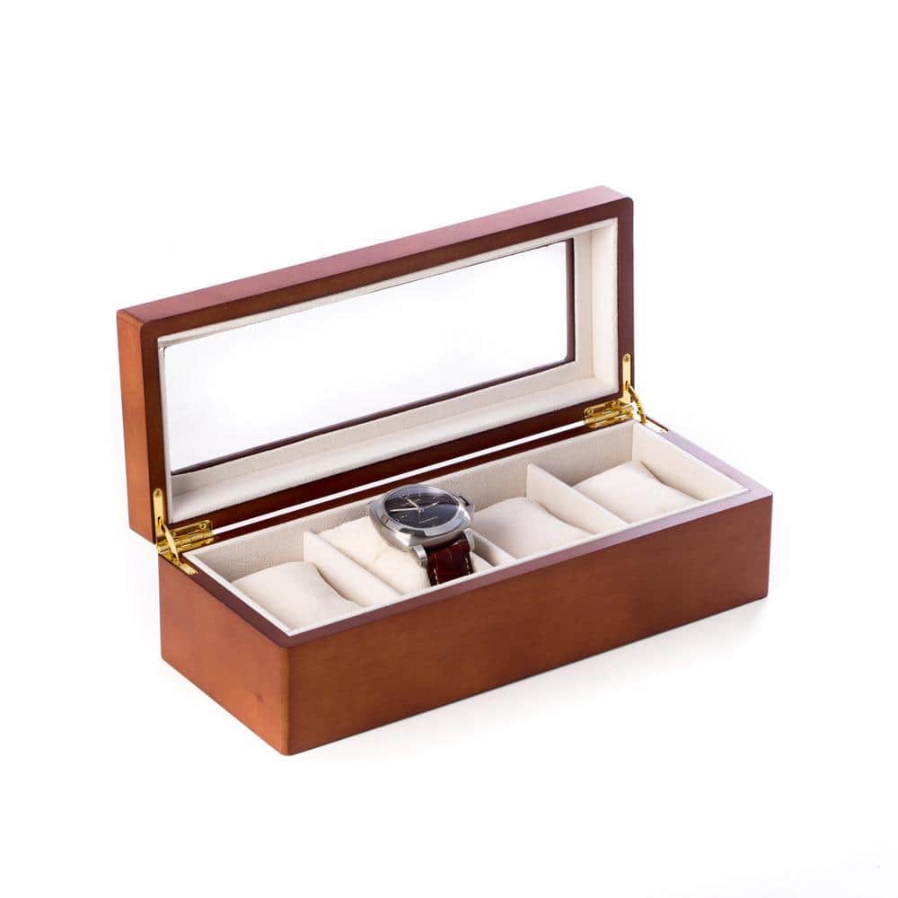 11.25 in. D x 3.25 in. H x 4.5 in. W Wood Watch Case in Brown