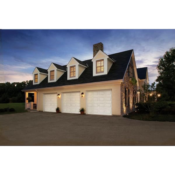 Classic Steel Short Panel 8 ft x 7 ft Insulated 18.4 R-Value  White Garage Door without Windows