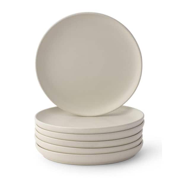 6-Pieces Stoneware 8 in. Salad Plate Set-Linen