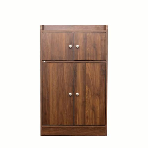 Unbranded 23.62 in. W x 10.63 in. D x 39.37 in.H Walnut Brown Linen Cabinet Kitchen Storage Cabinet with Door, Cupboard ,Sideboard