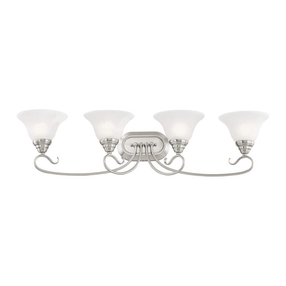 Coronado Brushed Nickel 4-Light Bath Vanity with White Alabaster Glass