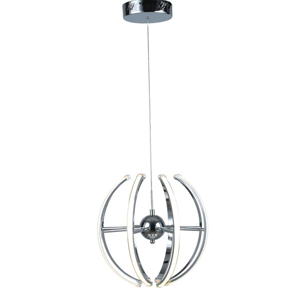 Micah I 13.70 in. 8-Light Integrated LED Chrome Hanging Barn Light Pendant
