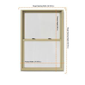 37.375 in. x 60 in. W-2500 Series White Painted Clad Wood Double Hung Window w/ Natural Interior and Screen