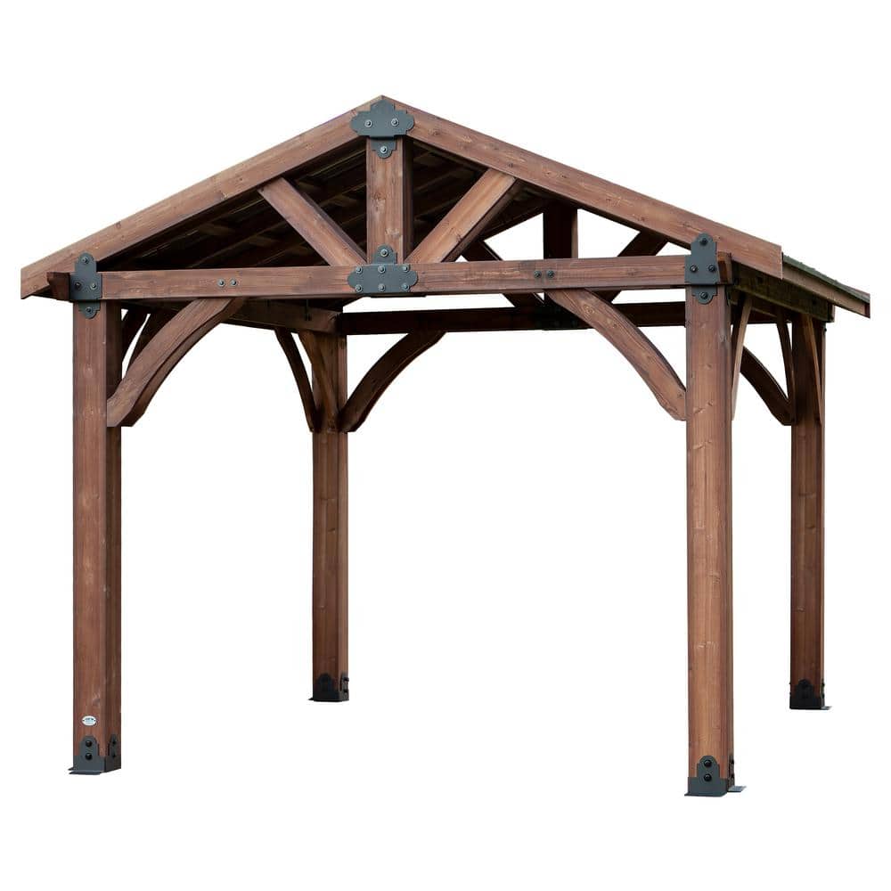 Backyard Discovery Sonora 12 Ft X 12 Ft Premium Cedar Gazebo With Smart Roof Steel 1804524com The Home Depot