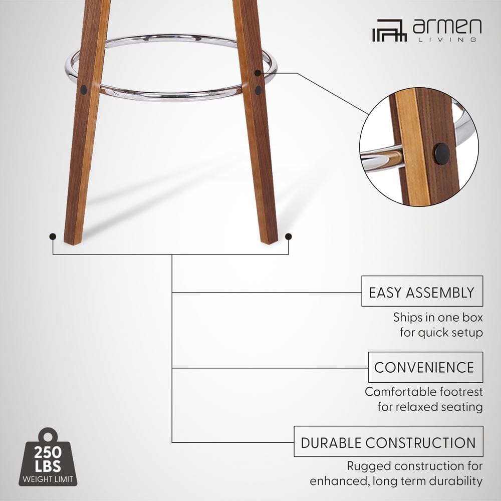 Elegant Mid-Century Modern Swivel Barstool in Cream and Walnut