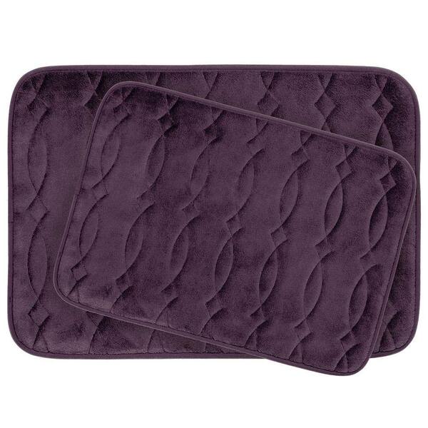 BounceComfort Grecian 17 in. x 24 in./ 20 in. x 34 in. 2-Piece Memory Foam Bath Mat Set in Plum