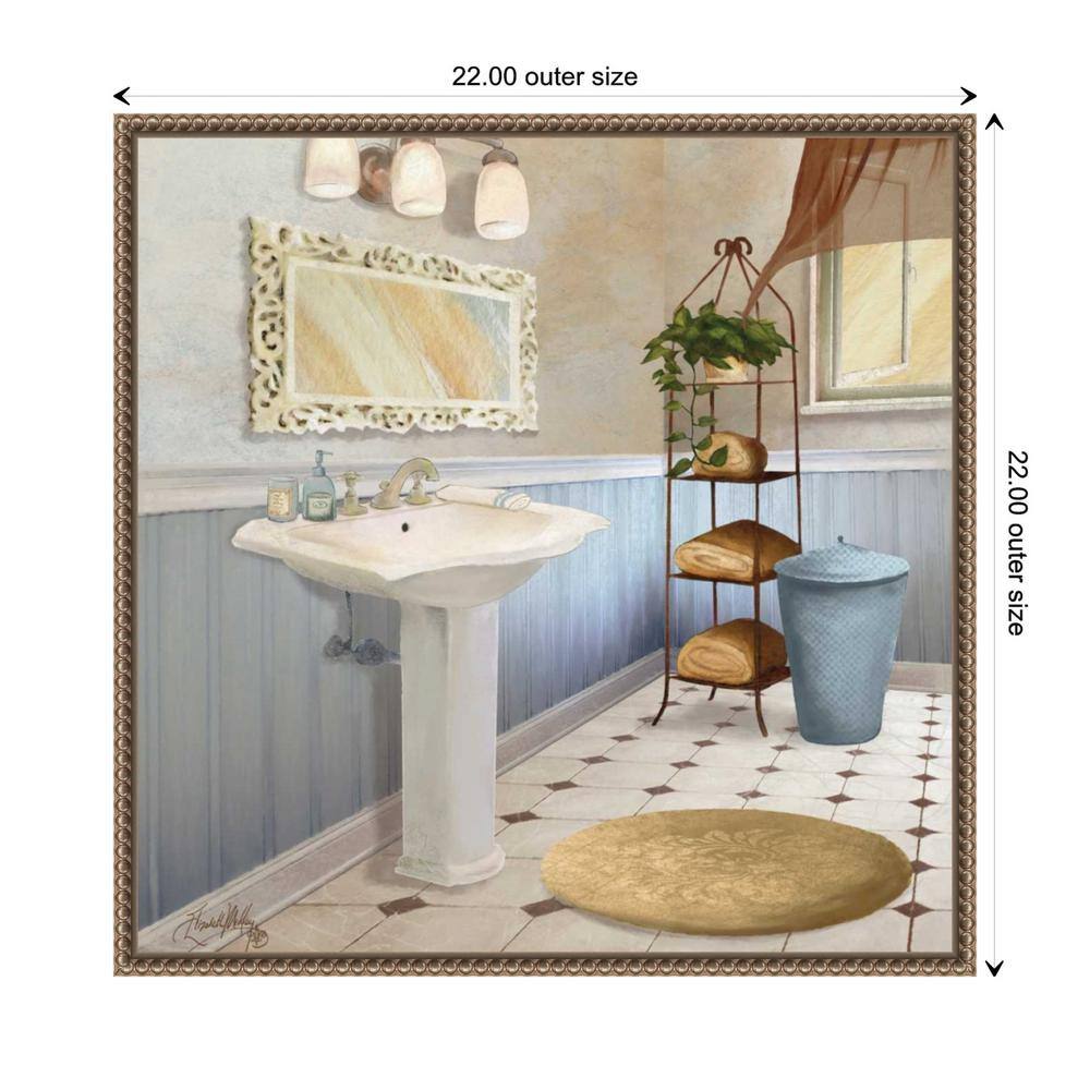 Sundance Bath II Antique Beaded Framed Canvas Wall Art, 22" x 22"
