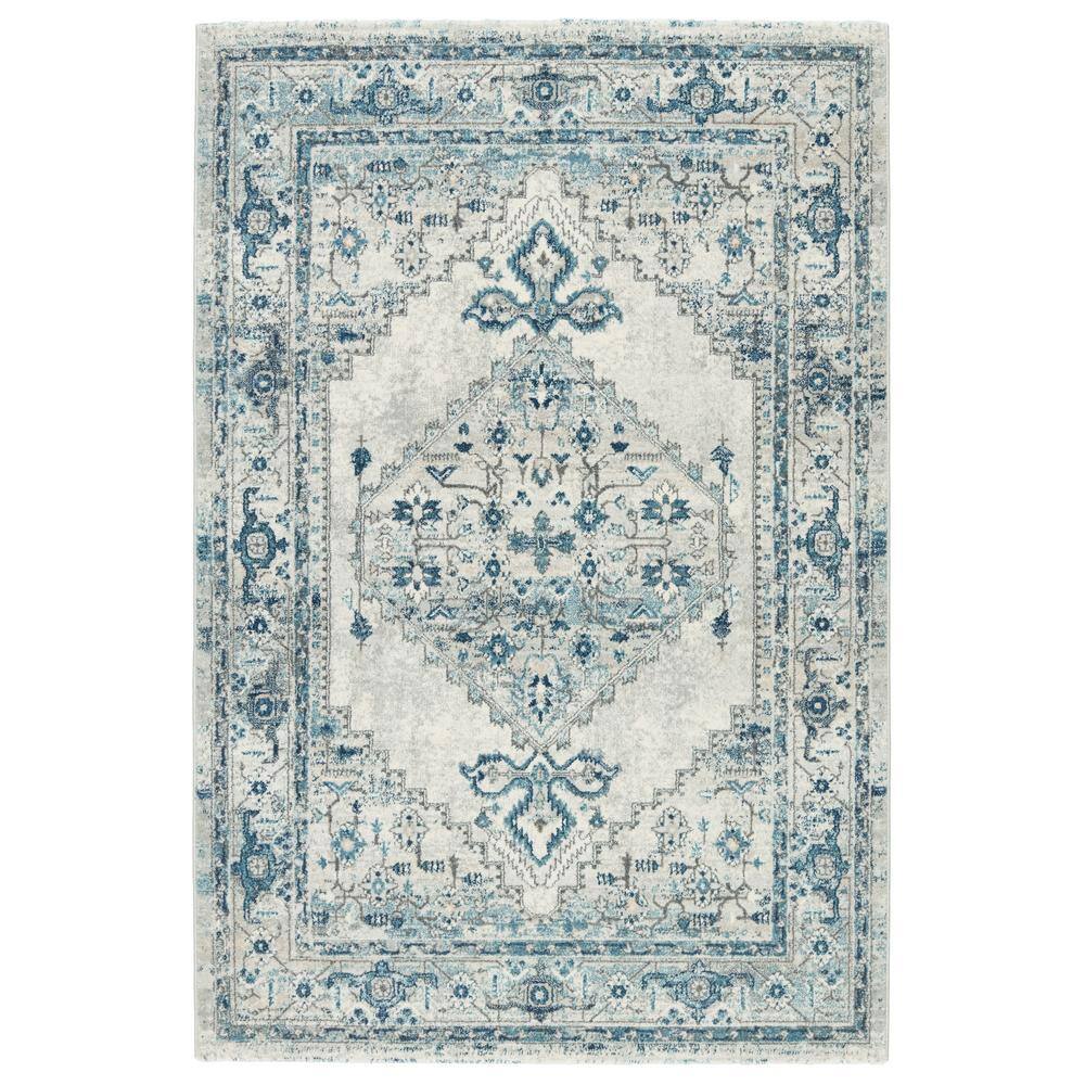 VIBE BY JAIPUR LIVING Lisette Blue/Light Gray 5 ft. x 8 ft. Medallion