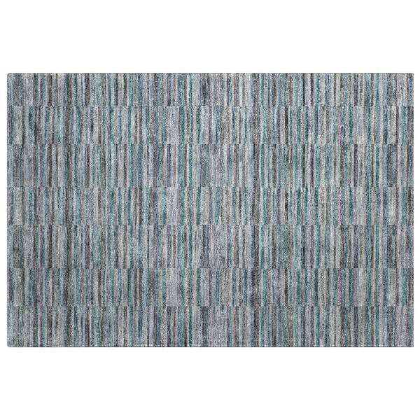 Dream Shag Premium Machine Washable Abstract ADS816 Teal 3 ft. x 4 ft. Area Rug
