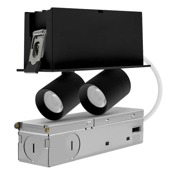 5 in. 2-Head Integrated LED Adjustable Recessed Light, 5CCT, CRI90, 6W, 400LM, 355° & 80° Tilt, Dimmable IC Rated, Black