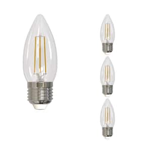 60 - Watt Equivalent Soft White Light B11 (E26) Medium Screw Base Dimmable Clear 3000K LED Light Bulb (4-Pack)